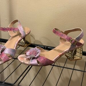 Elegant Pink Sandals with Gold Heel